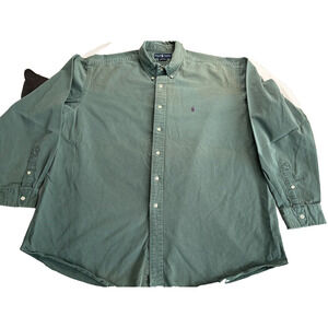 Ralph Lauren Men's Button Up Shirt, Blake XXLarge Green Check Navy Pony Preppy